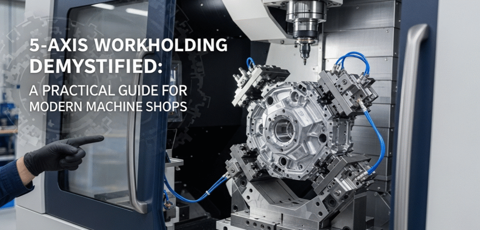 5-axis workholding, workholding solutions, CNC milling, complex parts, 5-axis machining, zero-point systems, dovetail clamping, machine shop, CNC fixture, workholding vise, manufacturing, XproCNC