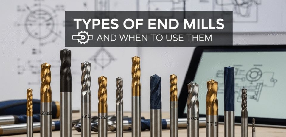 Various end mills for machining applications